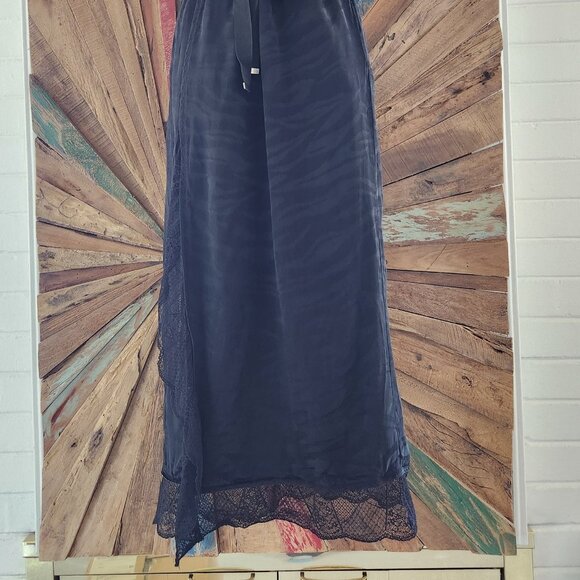 Zadig & Voltaire black lace slit silk maxi skirt Sz 34  US Sz 4 pockets - Picture 4 of 15